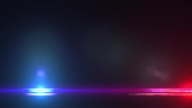 Emergency vehicle lights flash in the dark. Seamless loop animation with copy space. Blurred flashing police lightbar