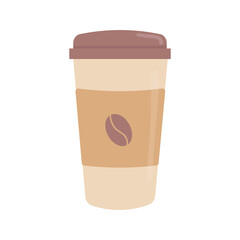 Paper coffee cup isolated on white background. Vector illustration.