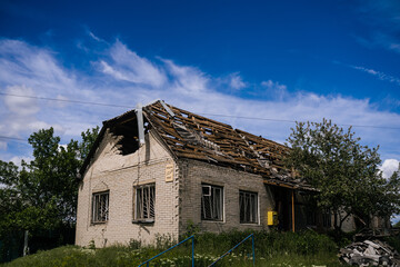 Consequences of the bombing of the post office building in Ukraine. Russia military invasion of Ukraine.