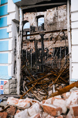 Consequences of the Russian peace in the city of Trostyanets. Sumy region. Civil buildings. Russian military invasion of Ukraine.