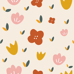 cute pattern orange and yellow flower with cream background