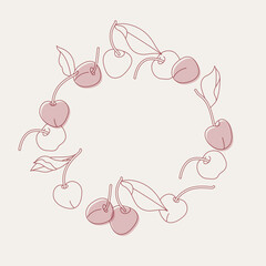Vector illustration circle composition with cherry fruits. Trendy background with cherries.