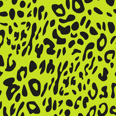 Abstract modern leopard seamless pattern. Animals trendy background. Green decorative vector stock illustration for print, card, postcard, fabric, textile. Modern ornament of stylized skin