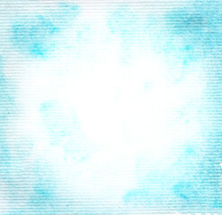 abstract watercolor blue frame on soft white background, hand drawn illustration
