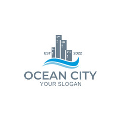 ocean city logo design vector