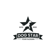 dog star logo design vector. for Hunting, Outdoors, Dog Lovers, Animal Lovers.