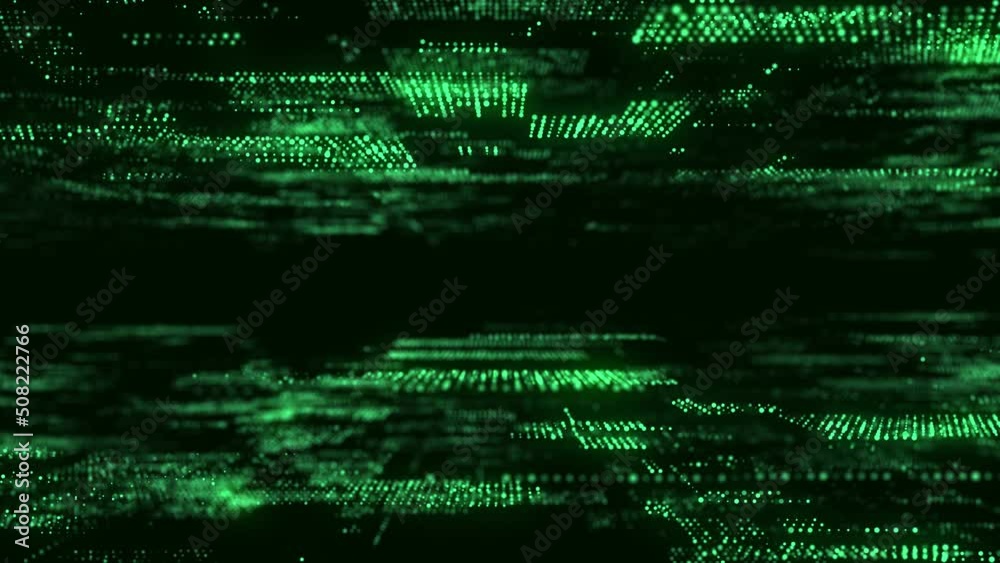 Poster Abstract digital background with matrix. Science backdrop of many particles. Big data visualization. 3d rendering.