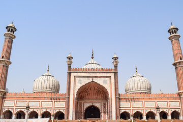 Architectural detail of Jama Masjid Mosque, Old Delhi, India, The spectacular architecture of the...