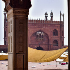 Architectural detail of Jama Masjid Mosque, Old Delhi, India, The spectacular architecture of the...