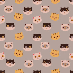Cat vector ilustration seamless patern.Great for textile,fabric,wrapping paper,and any print.