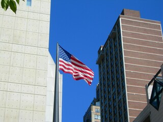 Usa, New York: Foreshortening of skyscrapers of Manhattan.