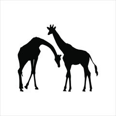 A Pair of Giraffe Silhouette for Logo or Graphic Design Element. Vector Illustration