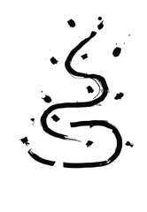 Zigzag abstract stroke. Ink, brush. EPS 10, artwork.