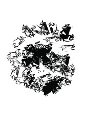 Decorative stamped shapes. Ink drawing EPS 10, artwork.