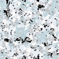 Winter camouflage of various shades of blue, black and grey colors