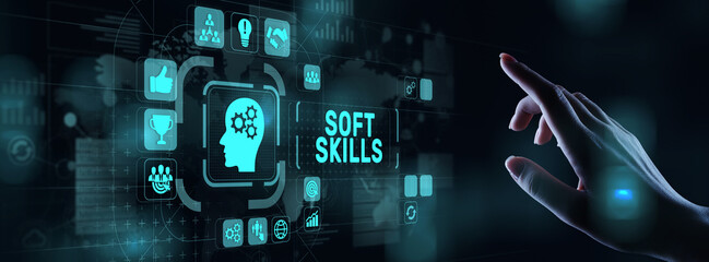 Soft skills and personal fitness responsibility HR human resources concept. - obrazy, fototapety, plakaty