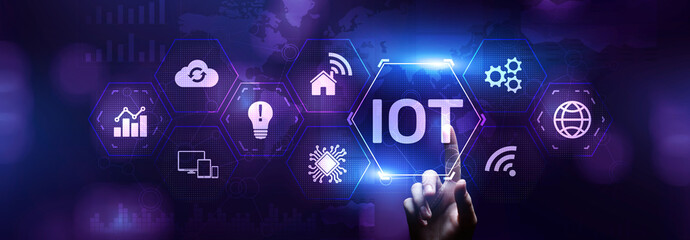 IOT Internet of things digital transformation disruption information and communication technology concept.