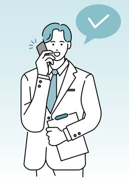 a jolly-faced male office worker who does business over the phone and checks