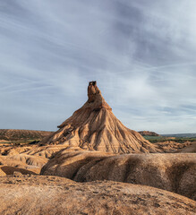 Paisaje seco de las Bárdenas Reales en Navarra.