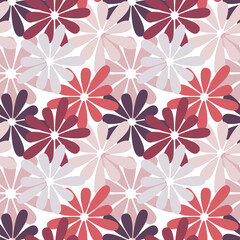 Holiday floral seamless pattern. Abstract flower shapes vector illustration. Wallpaper, background, backdrop, fabric, textile, print, decoration, wrapping paper or package design.