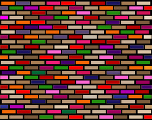 Illustration of colored brick wall background. For any design and decoration, cosmetics, meditation, books, phones business, medicine, clothing, games, music, art, etc.