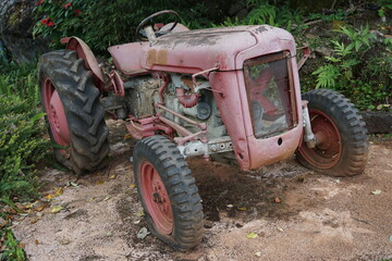 Fototapeta na wymiar old tractor in the field