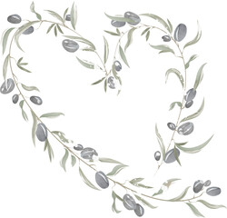 sprig with olives in the form of a heart
