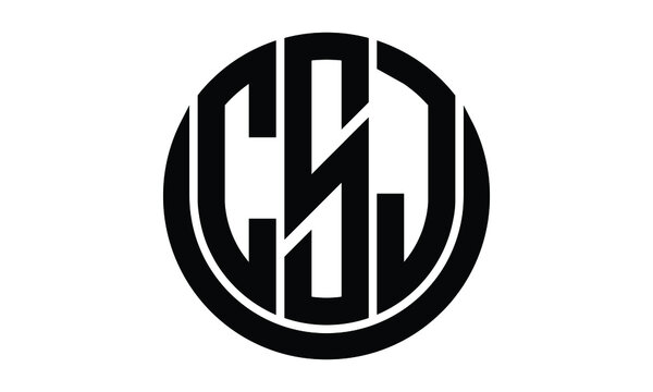 CSJ shield with round shape logo design vector template | monogram logo | abstract logo | wordmark logo | lettermark logo | business logo | brand logo | flat logo.