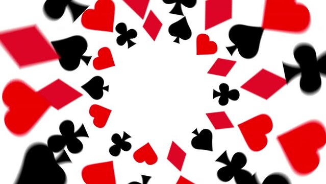 An animation of the spinning of the card suits. Playing cards. Different suits on a transparent background.