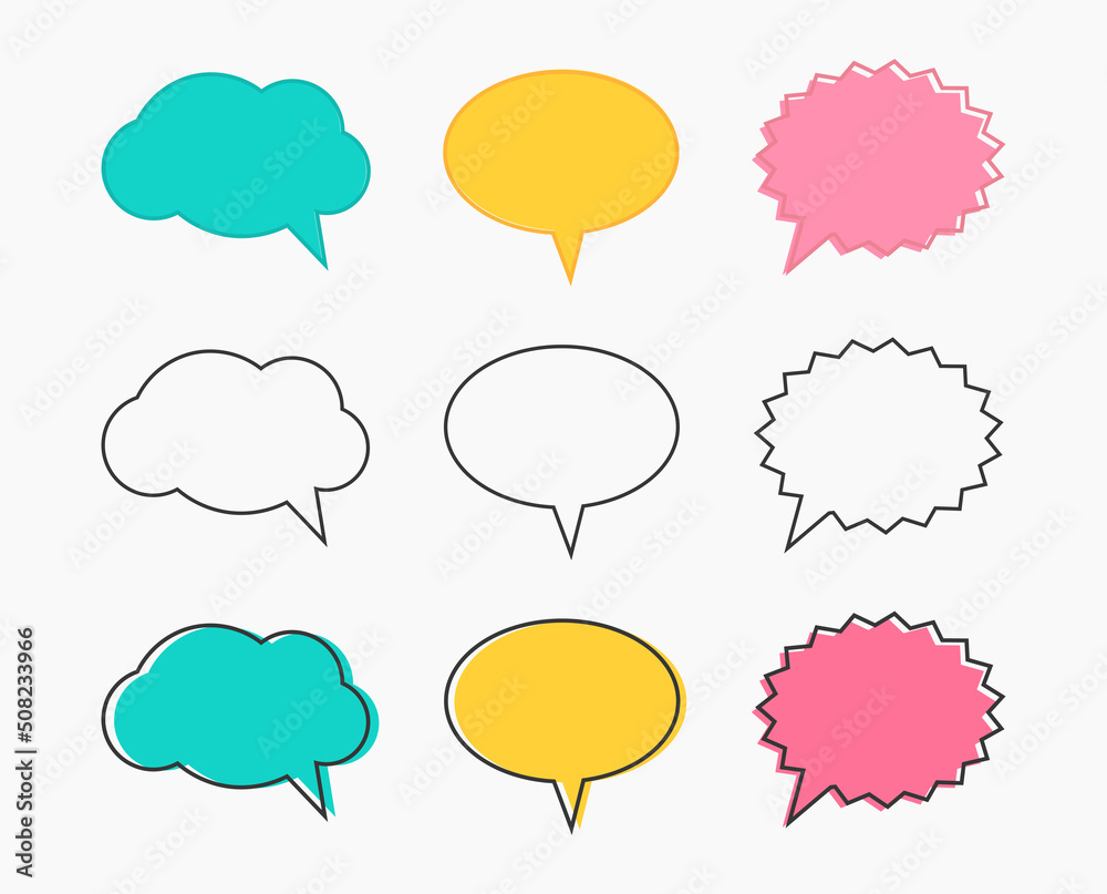 Canvas Prints speech bubbles shapes colorful and outline collection.