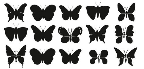 Butterfly Collection Silhouettes premium vector template