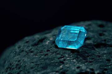 Blue Gemstone on Natural Stone