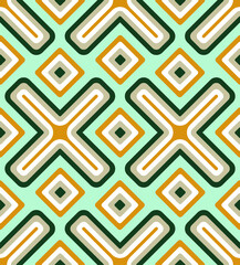 Abstract Art Deco Cross Squares Geometric Minimalist Seamless Pattern Trendy Stylish Colors Perfect for Allover Fabric Print or Wall Paper Retro Design