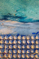Photo sur Plexiglas  Plage d'Elafonissi, Crète, Grèce Aerial drone shot of beautiful turquoise beach with pink sand Elafonissi, Crete, Greece. Best beaches of Mediterranean, Elafonissi beach, Crete, Greece. Famous Elafonisi beach on Greece island, Crete.
