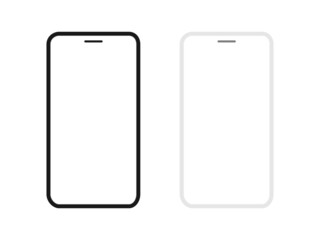 Smartphone with white empty screen set. Realistic black and gray no frame phones mockup. Vector isolated on white.