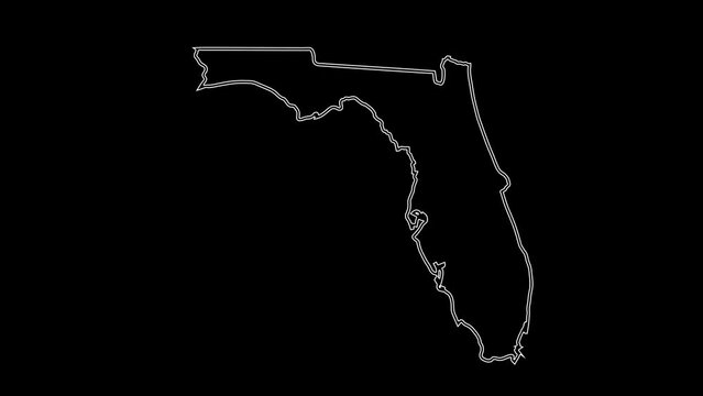 2D Map of state Florida, Florida map white outline, Animated close up map of Florida USA