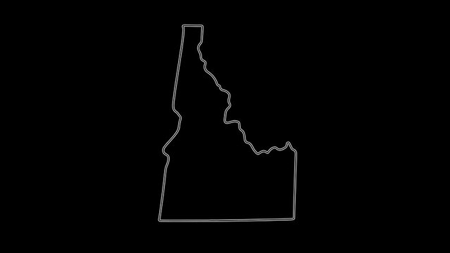 2D Map of state Idaho, Idaho map white outline, Animated close up map of Idaho USA
