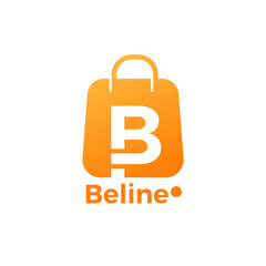 Letter B shop and mart logo with bag icon for e commerce and store logo