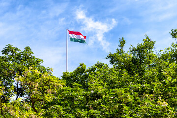 Waving hungarian flag on pole