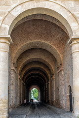 Obraz premium Dark gate is tunnel located near Esztergom basilica in Hungary
