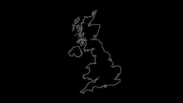 Map of United Kingdom, United Kingdom map white outline, Animated close up map of Uk