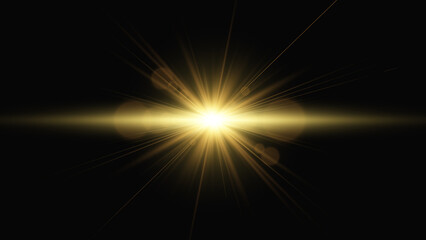 Gold star burst. Golden glitter light effect. Vector illustration