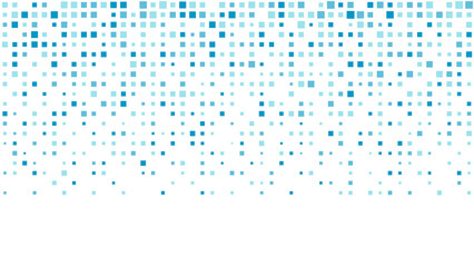 Mosaic with blue squares. Abstract seamless vector background. Rhythmically decreasing size and spacing between elements. Light and dark shades of blue.