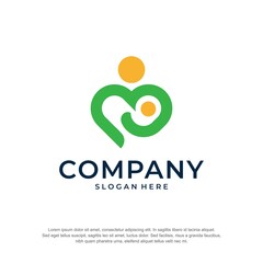 love mom and baby logo premium vector