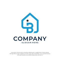 real estate broker initial i b logo premium vector