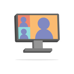 3d online meeting concept  in minimal cartoon style