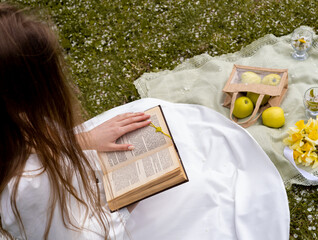 picnic in the park with a book
