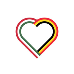 unity concept. heart ribbon icon of hungary and belgium flags. vector illustration isolated on white background
