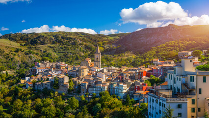 Picturesque street with the Duomo in the background in Novara di Sicilia, Sicily, Italy. Amazing...