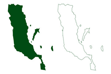 Loreto municipality (Free and Sovereign State of Baja California Sur, Mexico, United Mexican States) map vector illustration, scribble sketch Loreto map